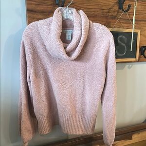 Ruby Moon Pink Cowl Neck Sweater with Ribbed Knit